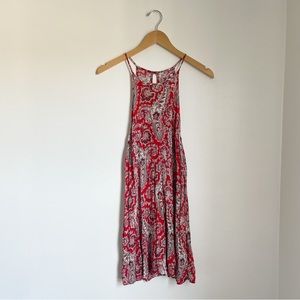 American Eagle High Neck Flowy Mini Dress - Red - Size Medium